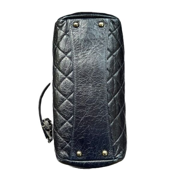 Chanel Accordion Large Quilted Crackled Handbag Blue - Picture 3 of 16